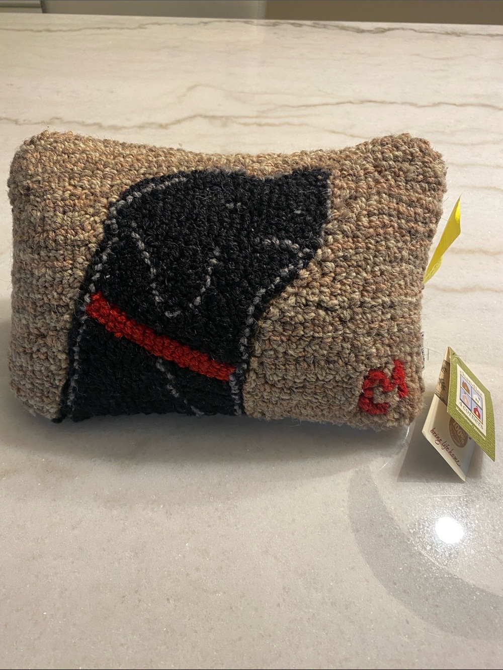 Chandler 4 Corners Handhooked Wool Accent Pillow with Black Dog Motif